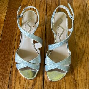 Nina silver evening strappy sandals